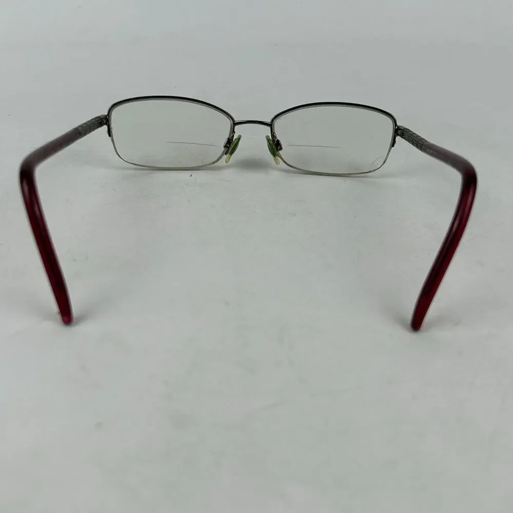 Burberry Eyeglasses B‎ 1157 1003 Size 52-17-135 Silver Maroon Rectangle Frames